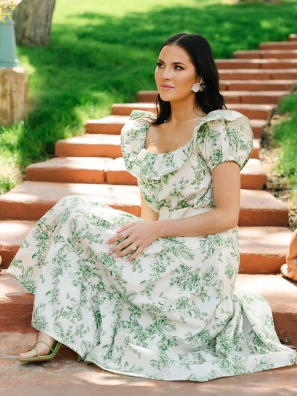 Rachel Parcell Belted Printed Poplin Off Shoulder Midi Dress